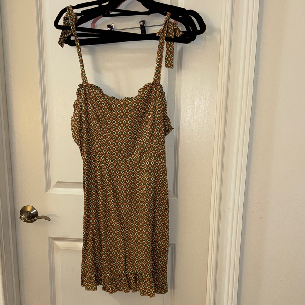 Mosaic Stylish Patterned Dress with Adjustable Straps- pink lily size m